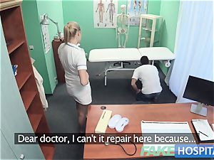 faux clinic Hired handyman ejaculates all over nurses booty