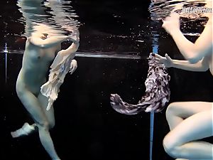 two girls swim and get bare stunning