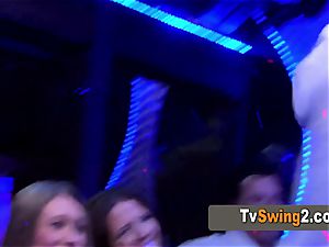 Couples share some steamy make-out inside the swingers limo
